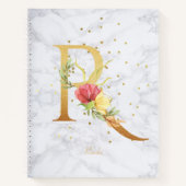 Modernes Marmorwasser Goldenes Monogramm Letter R Notizblock (Vorderseite)