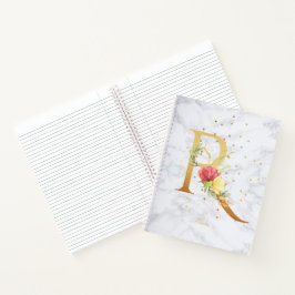 Modernes Marmorwasser Goldenes Monogramm Letter R Notizblock