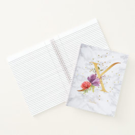 Modernes Marmorwasser goldenes Monogramm Letter X Notizblock