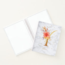 Modernes Marmorwasser goldenes Monogramm Letter Y Notizblock