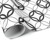 modernes marokkanisches Kreisschwarzweiss-muster Geschenkpapier (Rolleneckpunkt)