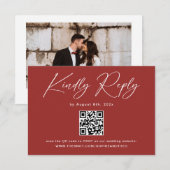 Modernes Marroon Wedding RSVP Begleitkarte (Vorne/Hinten)