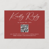 Modernes Marroon Wedding RSVP Begleitkarte (Vorderseite)