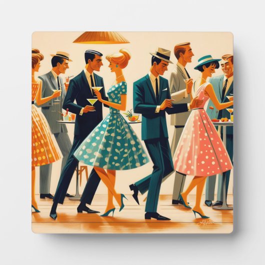 Modernes Martinis Tanzcocktail Party Mitte des Jah Fotoplatte (Vorderseite)