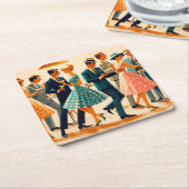 Modernes Martinis Tanzcocktail Party Mitte des Jah Rechteckiger Pappuntersetzer (angewinkelt)