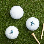 Modernes maskulines Monogramm dunkelblaues Quadrat Golfball (Insitu Gras)