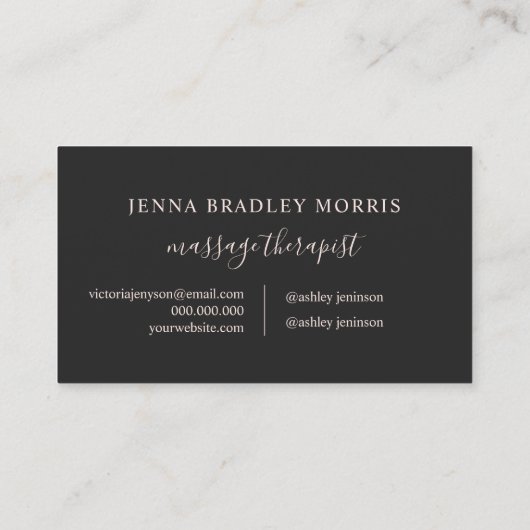 Modernes Massagetherapeut-Drehbuch rot Visitenkarte (Rückseite)
