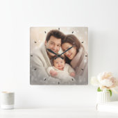 Modernes, maßgeschneidertes Foto Personalisiert Quadratische Wanduhr (Zuhause)