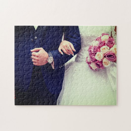 Modernes, maßgeschneidertes Hochzeitskuppel-Foto Puzzle (Horizontal)