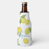 Modernes Matching Bride Bach Party | Zitronen Flaschenkühler (Flaschenvorderseite)