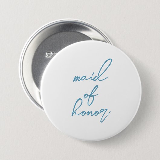 Modernes Matching Trauzeugin Bach Party | Blau Button (Vorne & Hinten)