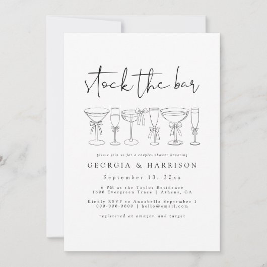 Modernes Material Die Dusche Bar Paare Einladung (Vorderseite)