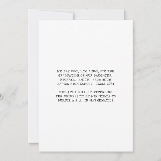 Modernes Mathematik Script Foto High School Abschl Ankündigung (Rückseite)