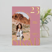 Modernes Mauve Boho Chic Abschluss Foto Folieneinladung (Stehend vorne)