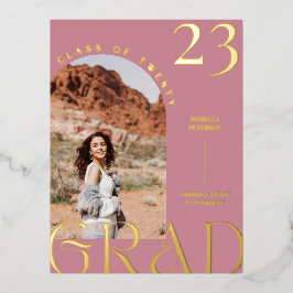 Modernes Mauve Boho Chic Arch Frame Abschluss Foto Folien Feiertagspostkarte