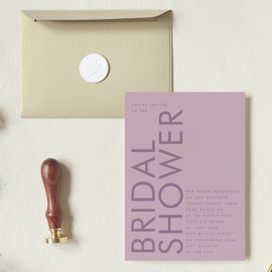 Modernes Mauve Lila Lilac Name Brautparty Einladung