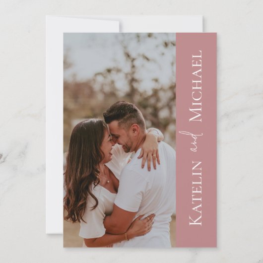 Modernes Mauve Wedding Foto Einladung (Rückseite)