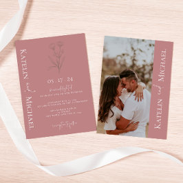 Modernes Mauve Wedding Foto Einladung