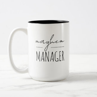 Modernes "Mayhem Manager" Muttertagsgeschenk Zweifarbige Tasse