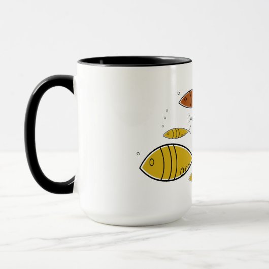 Modernes MCM Retro Fish Schwimmmuster Mitte des Ja Tasse (Links)