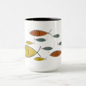 Modernes MCM Retro Fish Schwimmmuster Mitte des Ja Tasse (Zentrum)