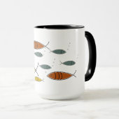 Modernes MCM Retro Fish Schwimmmuster Mitte des Ja Tasse (VorderseiteRechts)