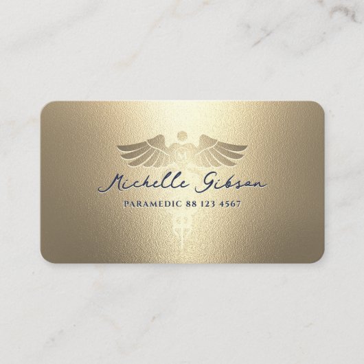 Modernes medizinisches Caduceus Monogram Gold Whit Visitenkarte (Vorderseite)