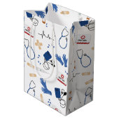 Modernes medizinisches Krankenpflegemuster Mittlere Geschenktüte (Rückseite Schrägansicht)