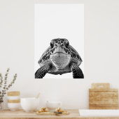 Modernes Meerschildkrötenportrait Schwarz-weiß Poster (Küche)