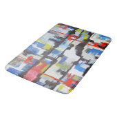 Modernes, mehrfarbiges Abstraktes Retro-Design Badematte (Schrägansicht)