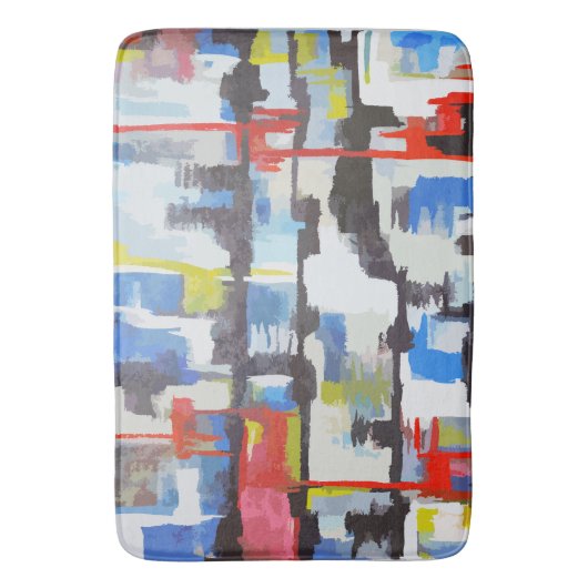 Modernes, mehrfarbiges Abstraktes Retro-Design Badematte (Vorderseite Vertikal)