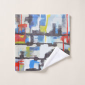 Modernes, mehrfarbiges Abstraktes Styling Badhandtuch Set (Waschlappen)