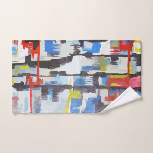 Modernes, mehrfarbiges Abstraktes Styling Badhandtuch Set (Handtuch)