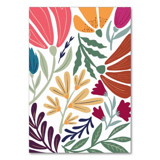 Modernes mehrfarbiges Blumenzitter Tischnummer (Rückseite)