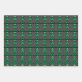 Modernes mehrfarbiges X-mas Baummuster Geschenkpapier Set