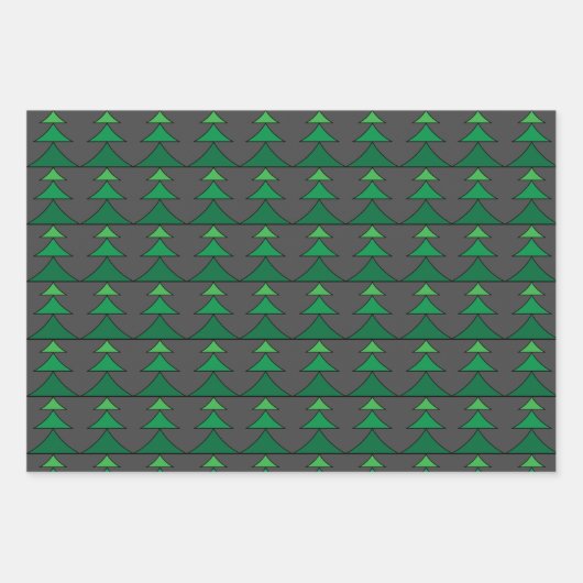 Modernes mehrfarbiges X-mas Baummuster Geschenkpapier Set (Vorderseite)