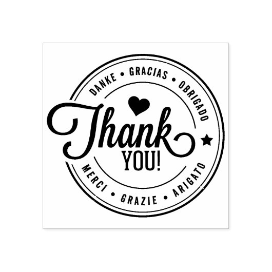 Modernes mehrsprachiges Dankeschön an Sie, kleine Gummistempel (Prägung)