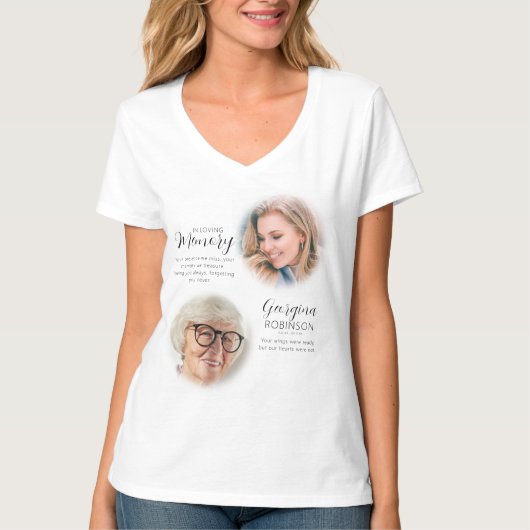 Modernes Memorial Before & After Foto T - Shirt (Vorderseite)