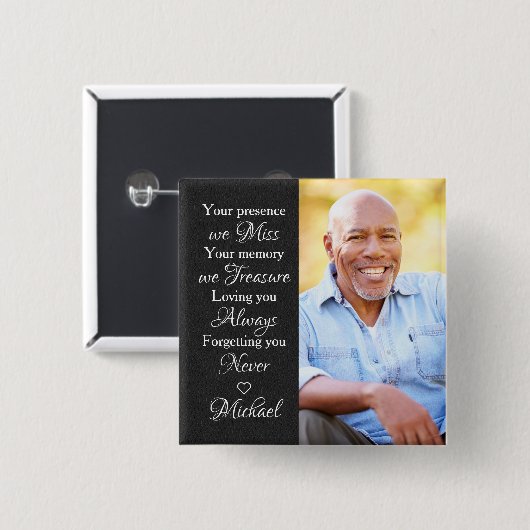 Modernes Memorial Beileid Erinnerung Foto Button (Vorne & Hinten)