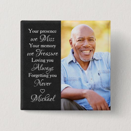 Modernes Memorial Beileid Erinnerung Foto Button (Vorderseite)