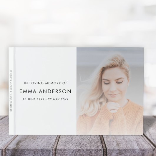 Modernes Memorial Foto Elegante Beerdigung Gästebuch