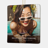 Modernes Memorial-Foto Weihnachten bewahren Keramikornament (Links)