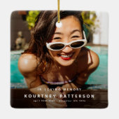 Modernes Memorial-Foto Weihnachten bewahren Keramikornament (Rückseite)