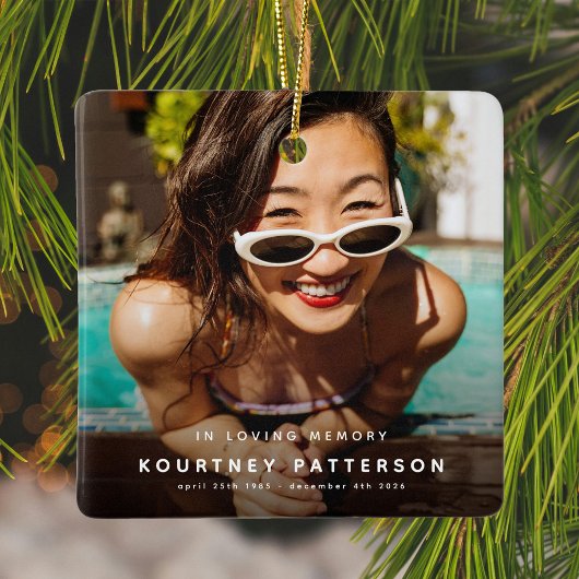 Modernes Memorial-Foto Weihnachten bewahren Keramikornament