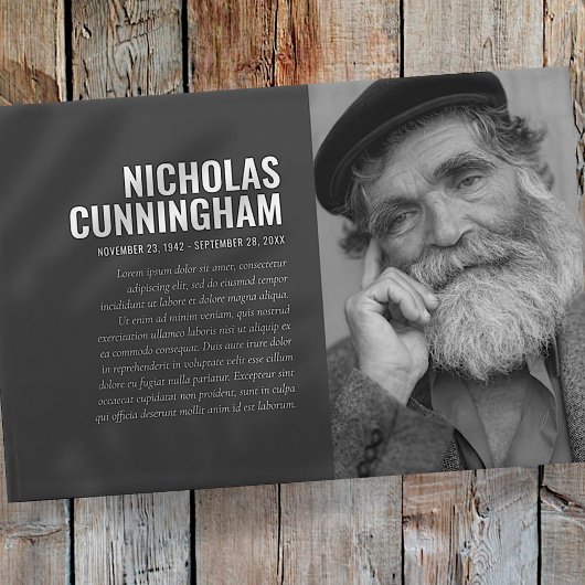 Modernes Memorial für das einfache Foto Schwarz-we Gästebuch