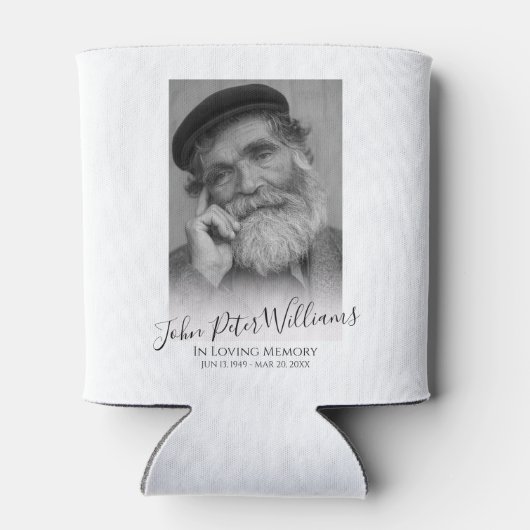 Modernes Memorial für Personalisiertes Foto Dosenkühler (Rückseite)