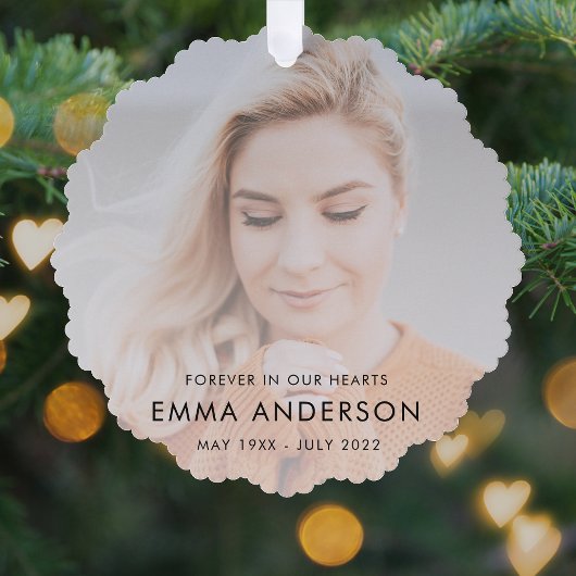 Modernes Memorial Keepake Beileid Tribute Foto Ornament Karte