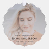 Modernes Memorial Keepake Beileid Tribute Foto Ornament Karte (Vorderseite)