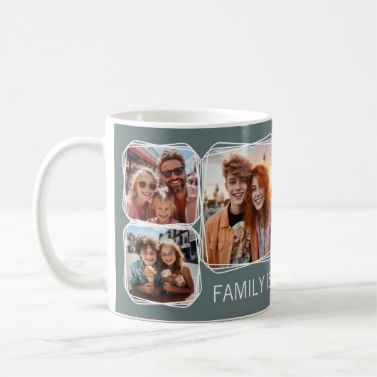 Modernes Memory 6-Foto Collage Template Gray C13 Kaffeetasse (Links)