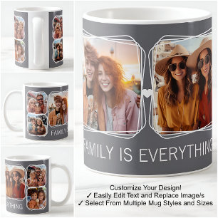 Modernes Memory 6-Foto Collage Template Gray C19 Kaffeetasse